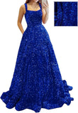 Prom Dresses Long A Line with Pockets Formal Evening Ball Gowns Velvet Velvet Sequins Black Tie Wedding Party Dress
