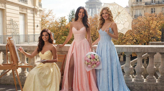 Jacquard Satin Prom Dresses with Slit Strapless Corset A Line Long Formal Evening Gowns