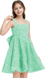 Sequins Flower Girl Dresses Short - Square Neck Princess Pageant Dress Kids A Line Communion Formal Party Gown