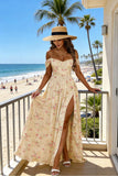 Women's Long Chiffon Bridesmaid Dresses with Slit Off Shoulder A-Line Formal Prom Evening Gown Maxi Wedding Guest Dress