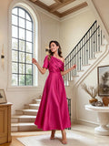 Kingbridal Satin Mother of The Bride Dresses for Women Tea Length Formal Dress One Shoulder Evening Party Gowns with Pockets