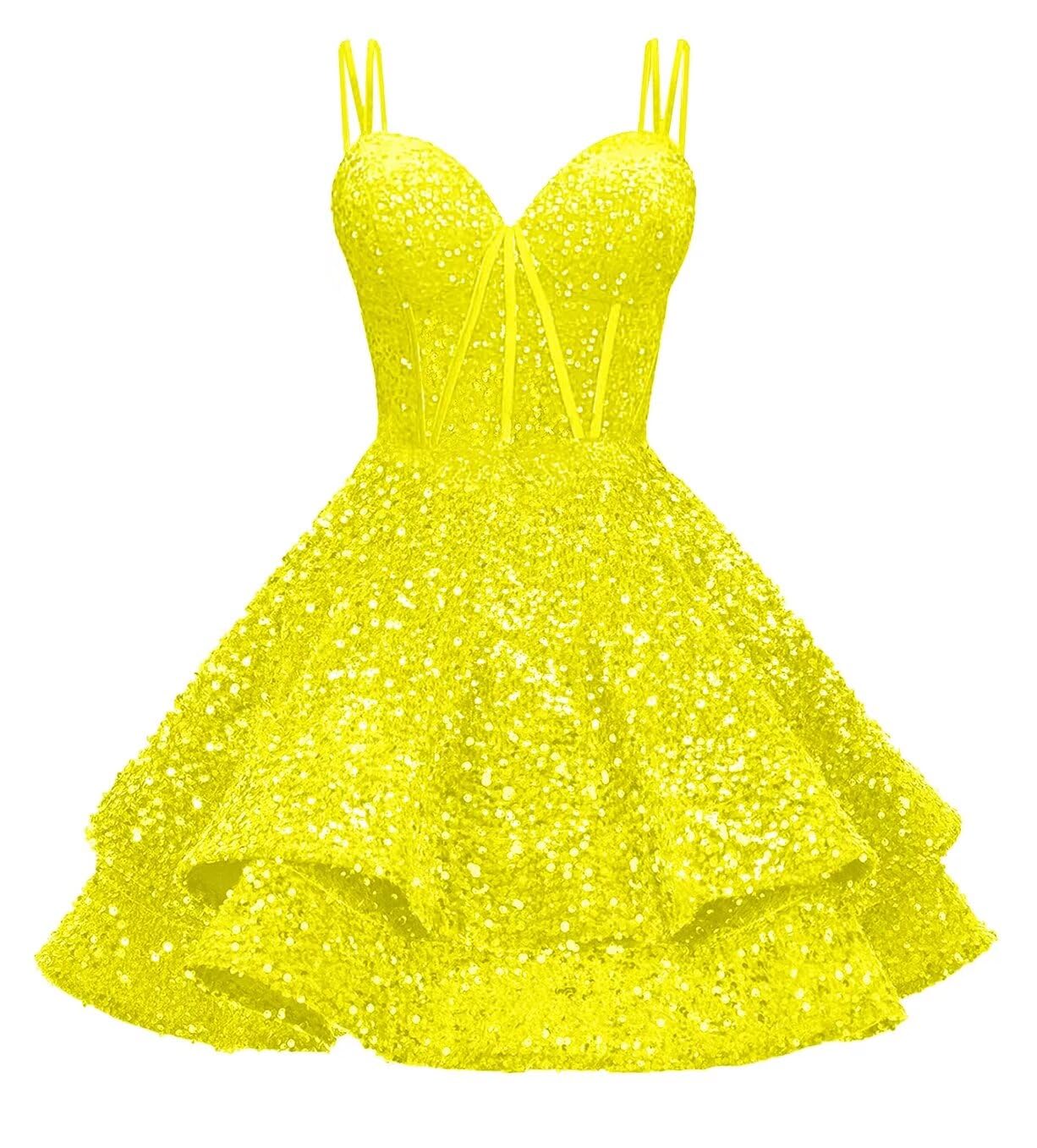 Sequin Homecoming Dresses for Teens 2027 Sparkly Short Layered Aline Prom Dresses Spaghetti Straps Cocktail Party Gowns