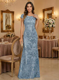 Lace Appliques Scoop Neck Sequin Mother of the Bride Dresses Mermaid Short Sleeve Formal Evening Gowns