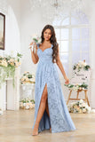 Chiffon Floral Bridesmaid Dresses with Slit Sleeveless Corset Ruffle A Line Long Formal Evening Gowns