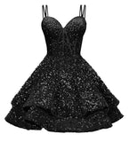 Sequin Homecoming Dresses for Teens 2027 Sparkly Short Layered Aline Prom Dresses Spaghetti Straps Cocktail Party Gowns