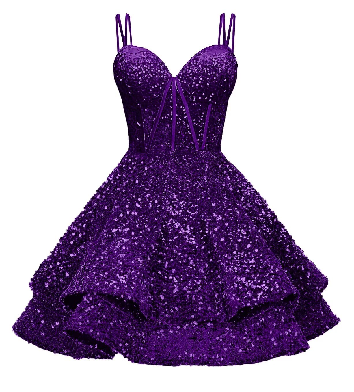 Sequin Homecoming Dresses for Teens 2027 Sparkly Short Layered Aline Prom Dresses Spaghetti Straps Cocktail Party Gowns