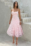 Lace Jacquard Bridesmaid Dresses for Women 2027 Spaghetti Straps Ruffle Formal Wedding Guest Dress