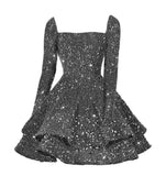 Sequin Short Homecoming Dress for Teen Sparkly Long Sleeve Prom Sweet 16 Dresses Cocktail Gowns