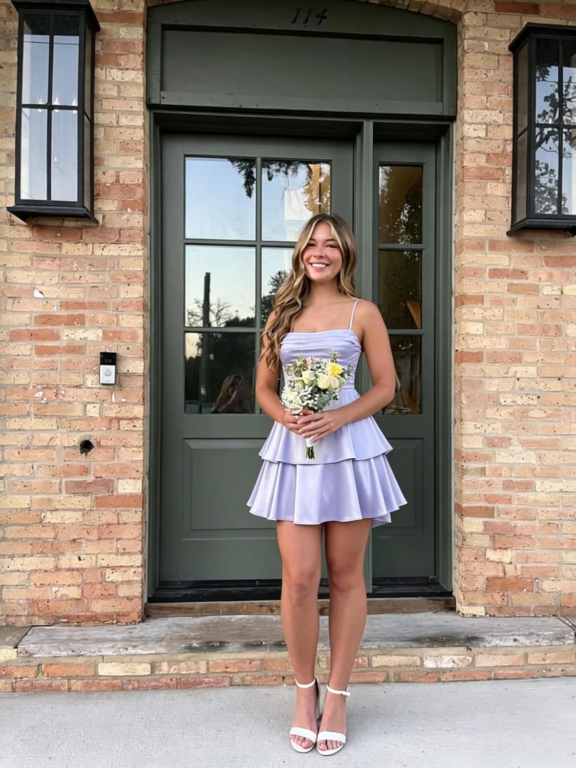 Tiered Satin Homecoming Dresses for Teens Short A Line Tight Spaghetti Strap Formal Cocktail Party Gown 2026