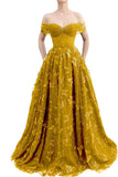 Sparkly Off Shoulder Tulle Prom Dresses with Butterfly Appliques Long A Line Formal Evening Party Gowns for Women