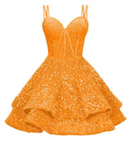 Sequin Homecoming Dresses for Teens 2027 Sparkly Short Layered Aline Prom Dresses Spaghetti Straps Cocktail Party Gowns