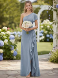 One Shoulder Chiffon Bridesmaid Dresses for Women 2026 A-line Formal Dress