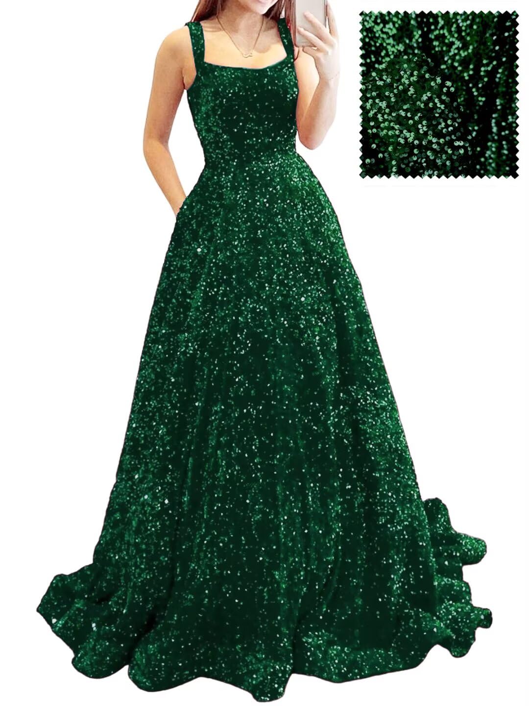 Prom Dresses Long A Line with Pockets Formal Evening Ball Gowns Velvet Velvet Sequins Black Tie Wedding Party Dress