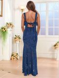 Jacquard Laces Prom Dress for Women Bridesmaid Dresses Bow Strapless Long Formal Wedding Party Gown