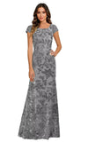 Lace Appliques Scoop Neck Sequin Mother of the Bride Dresses Mermaid Short Sleeve Formal Evening Gowns