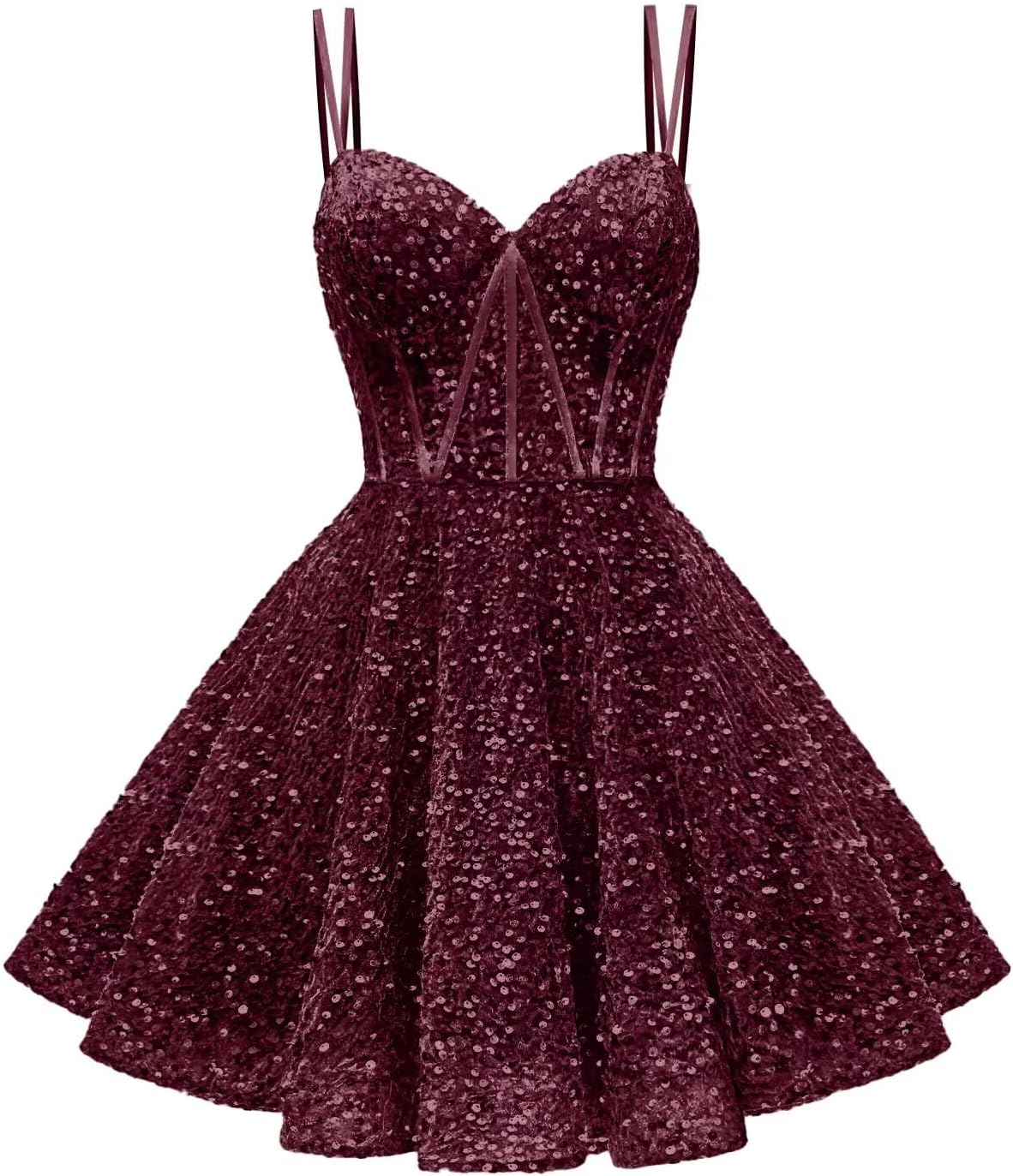 Kingbridal Gowns Sparkly Sequin Homecoming Dresses for Teens 2027 Flowy Spaghetti Straps A-Line Short Formal Prom Dress with Pockets