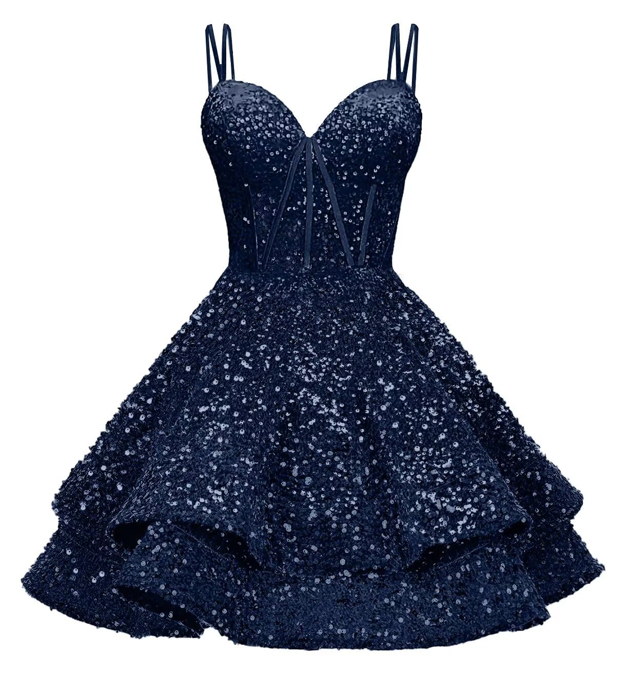 Sequin Homecoming Dresses for Teens 2027 Sparkly Short Layered Aline Prom Dresses Spaghetti Straps Cocktail Party Gowns