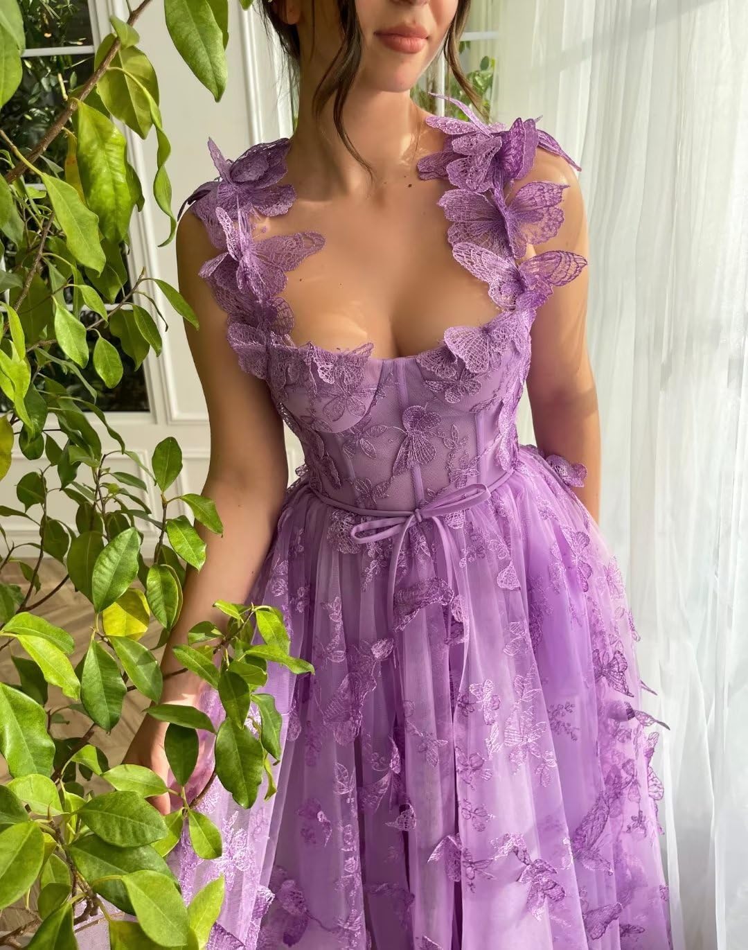 Vestidos de fiesta de tul con mariposas 3D bordadas para adolescentes, vestidos formales de noche para fiesta 