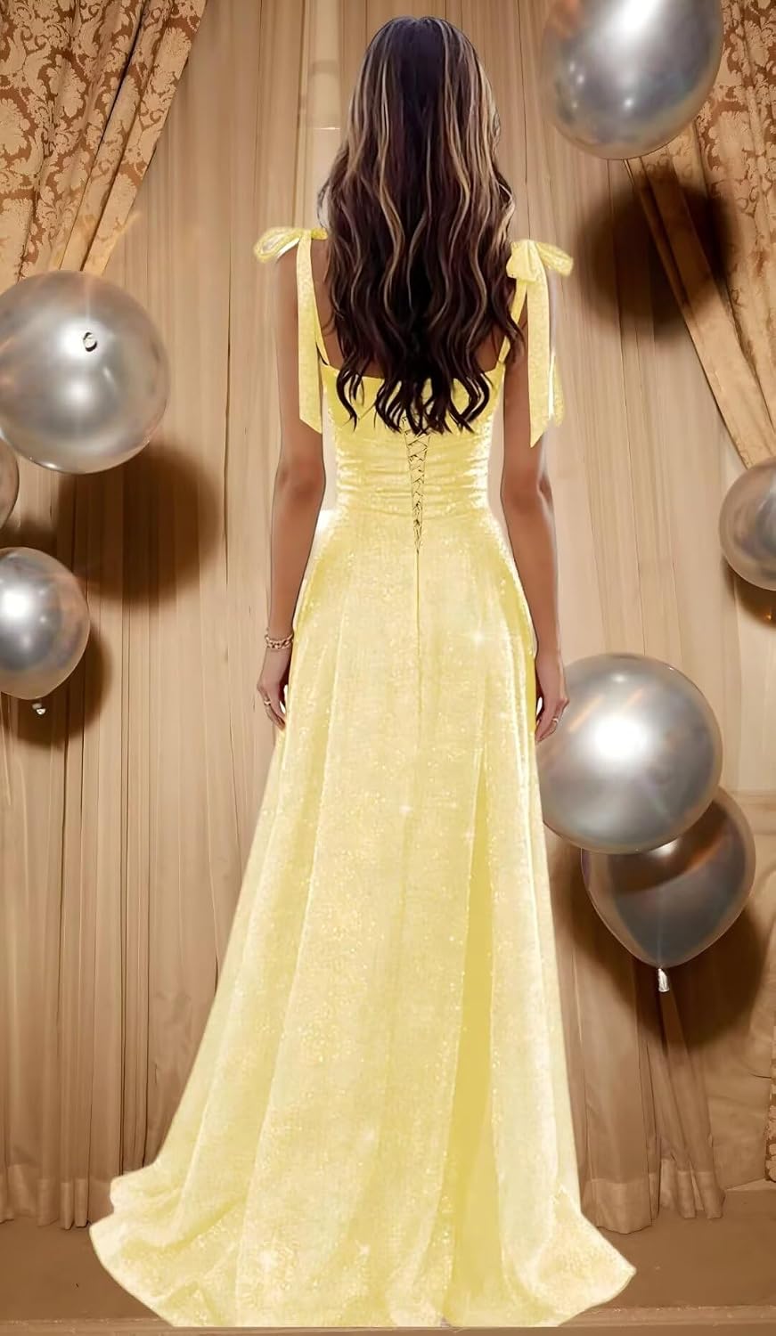 Tulle Prom Dresses with Slit Spaghetti Straps A Line Maxi Long Formal Dress