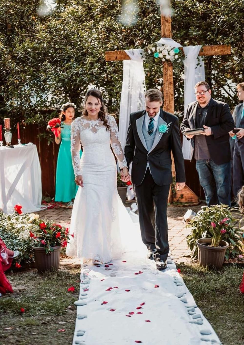 Vestidos de novia bohemios de encaje de manga larga para playa 2026 