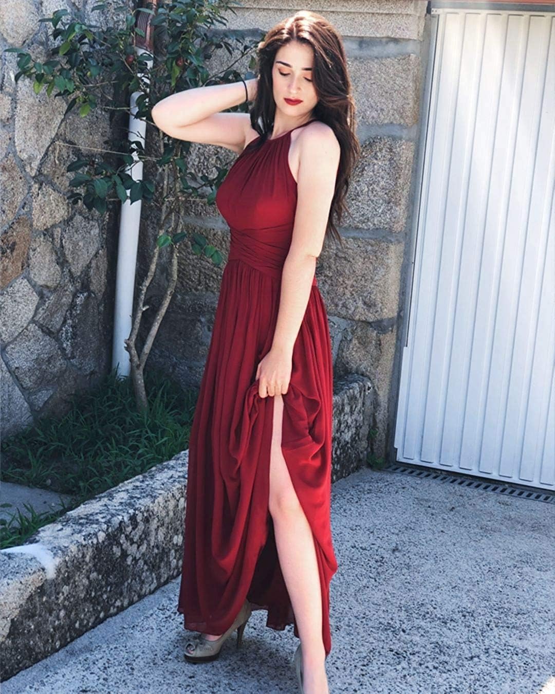 Women's Halter Bridesmaid Dresses Long Chiffon Formal Dresses Evening Party Dress 2026
