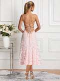 Lace Jacquard Bridesmaid Dresses for Women 2027 Spaghetti Straps Ruffle Formal Wedding Guest Dress Formal Evening Dress