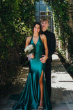 Halter Satin Prom Dresses for Women 2027 Long Mermaid Corset Formal Dress Pleated Evening Party Gowns with Slit