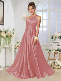 One Shoulder Bridesmaid Dresses for Women Satin Pleated A Line Long Formal Prom Dress with Pockets