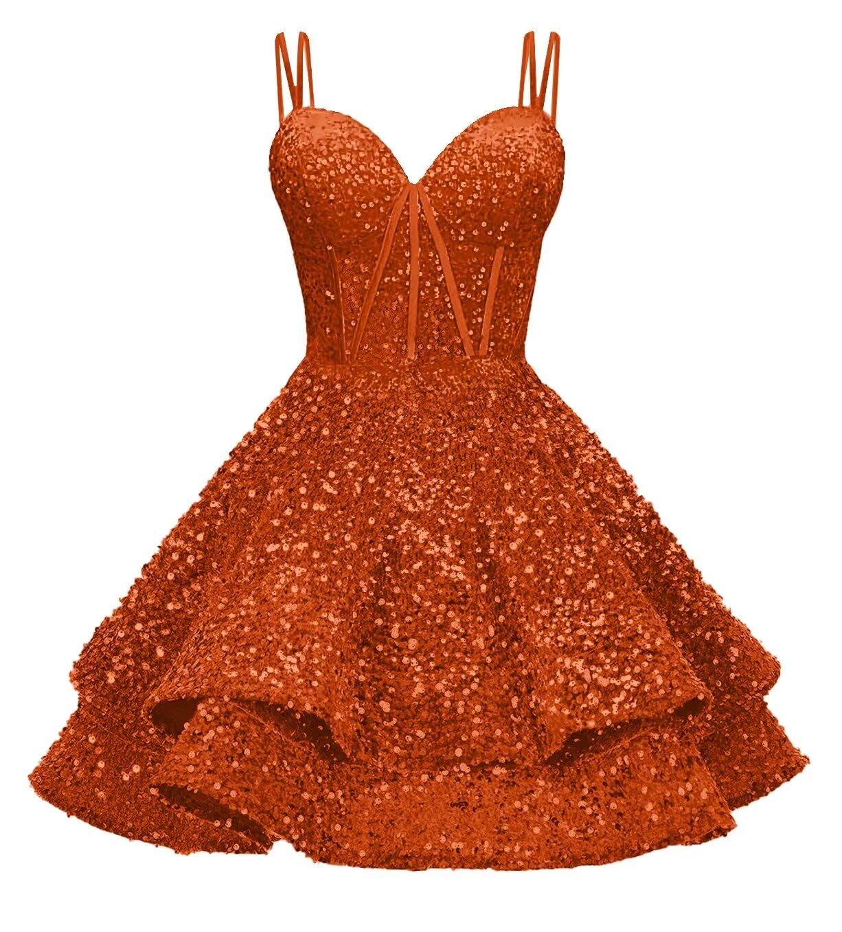 Sequin Homecoming Dresses for Teens 2027 Sparkly Short Layered Aline Prom Dresses Spaghetti Straps Cocktail Party Gowns