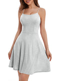 Spaghetti Straps Sparkly Homecoming Dress Fit and Flare Glitter Mini Swing Semi Formal Prom Party Club Dress