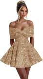 Sparkly Sequins Homecoming Dresses for Teens with Bow 2027 Strapless Short Prom Dress Cocktail Gown