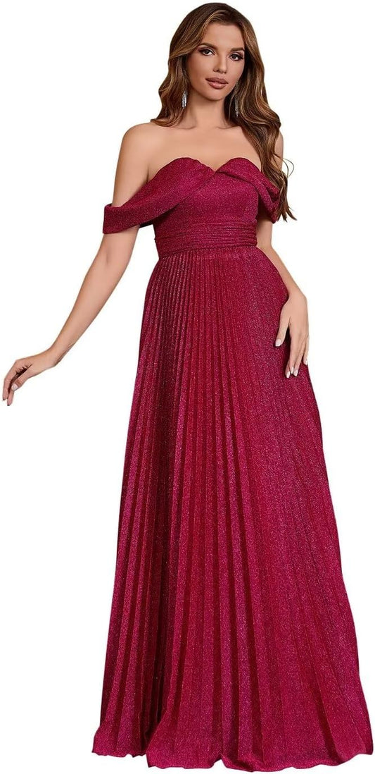 Spaghetti Strap Long Prom Dresses for Women 2026 Ball Gown A Line V-Neck Sparkly Formal Evening Gowns for Wedding