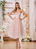 Strapless Prom Dresses Sweetheart Tulle Ball Gowns Corset Short Homecoming Dresses Pleated Lace-up Evening Dresses