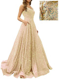 Prom Dresses Long A Line with Pockets Formal Evening Ball Gowns Velvet Velvet Sequins Black Tie Wedding Party Dress
