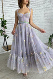 Vestidos de tul con bordado floral para mujer 2024, vestidos formales de fiesta de noche 