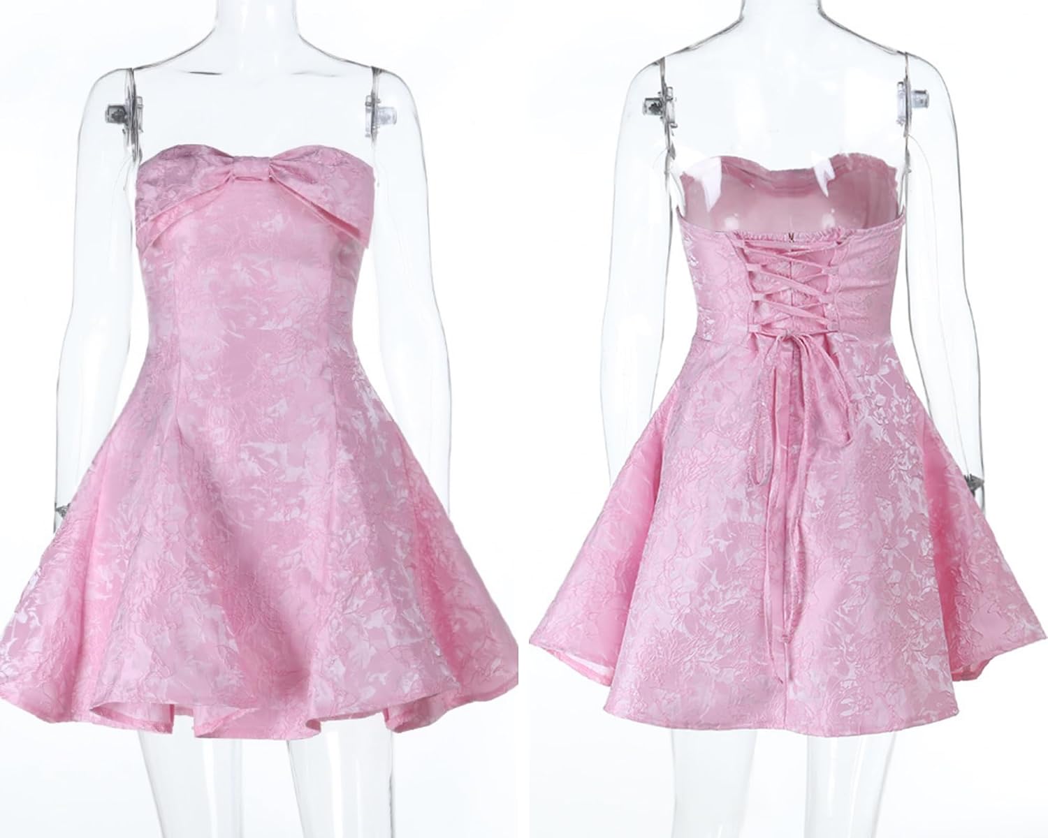 Women's Elegant Bow Strapless Homecoming Dress A Line Swing Tube Mini Dress Short Evening Party Prom Dress