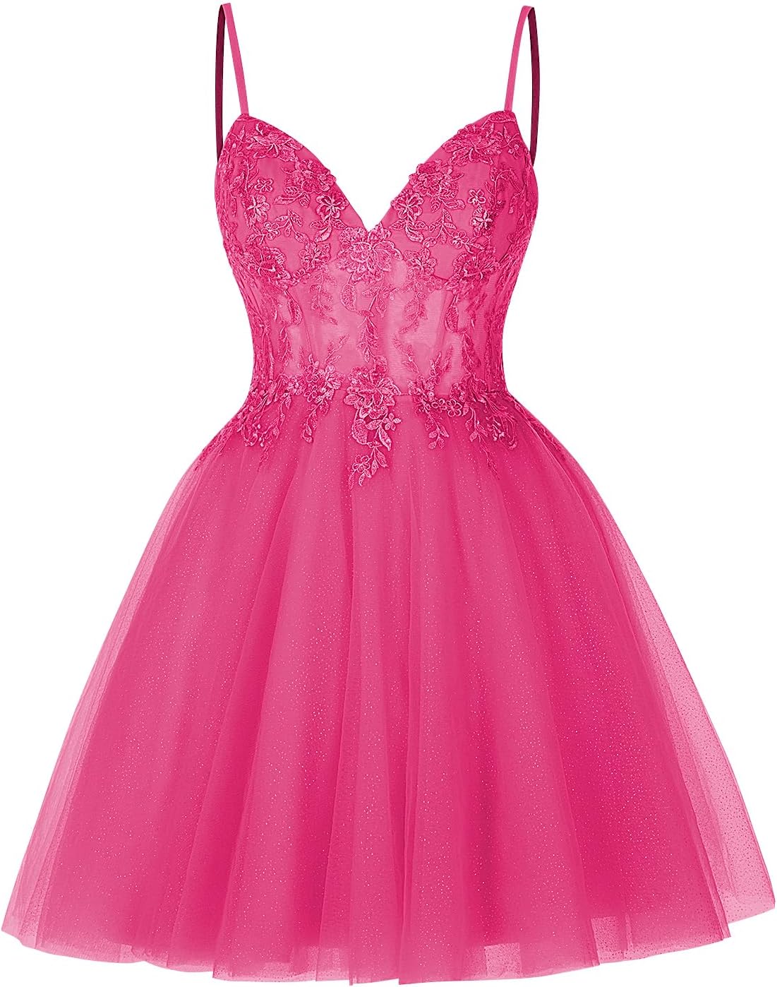 Vestidos cortos de encaje floral para adolescentes, vestido de fiesta con ilusión de tul brillante