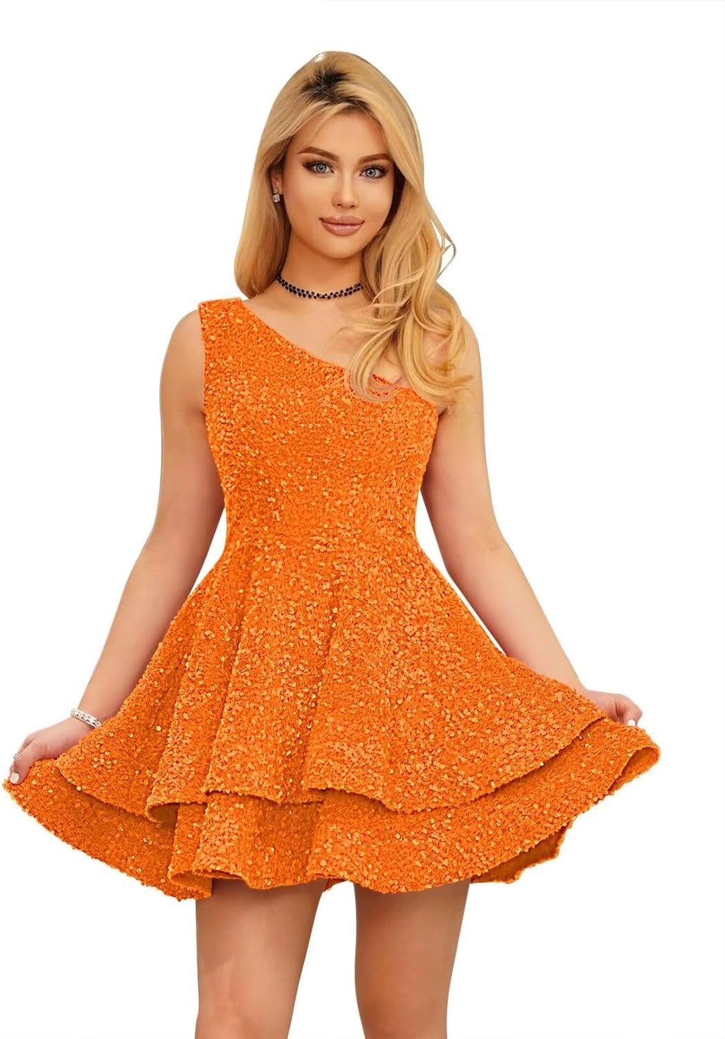 Vestidos de fiesta cortos con lentejuelas brillantes para adolescentes, sexy, con tirantes finos, vestido de fiesta, vestido de cóctel con cuello halter 