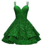 Sequin Homecoming Dresses for Teens 2027 Sparkly Short Layered Aline Prom Dresses Spaghetti Straps Cocktail Party Gowns
