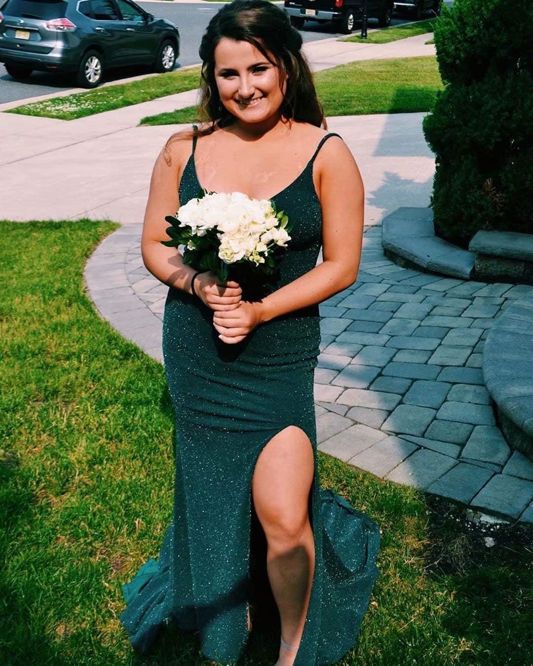 Women's Prom Dress Long High Slit Mermaid Formal Evening Gown for Wedding