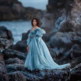 Tulle Maternity Dresses for Photoshoot Long Puffy Bridal Lingeria Robe Pregnancy Gowns Bathgown BabyShower Dress