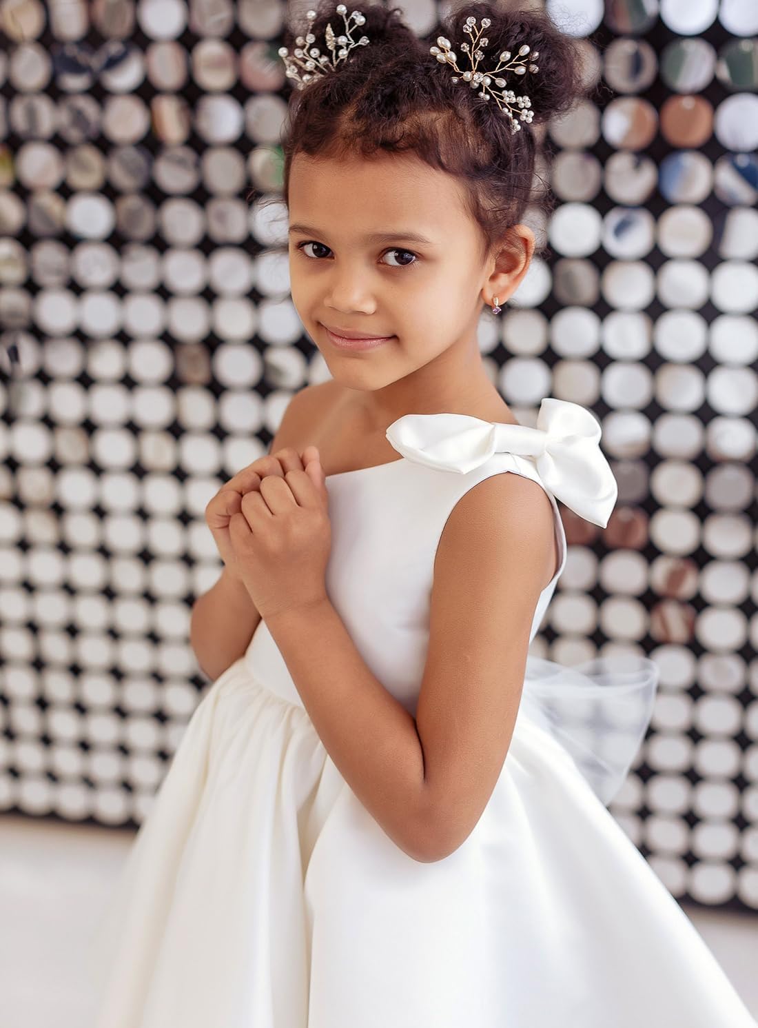 One Shoulder Flower Girl Dresses for Wedding Toddler Short Tutu Satin Tulle Girl Dress for Birthday Formal Party