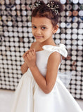 One Shoulder Flower Girl Dresses for Wedding Toddler Short Tutu Satin Tulle Girl Dress for Birthday Formal Party