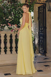 Chiffon Bridesmaid Dresses for Women Long Halter A-line Formal Dress with Slit 2026 Pleated Evening Party Gowns
