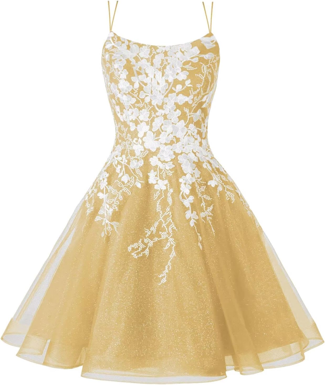Sparkly Lace Applique Homecoming Dresses for Teens Short Corset Tulle Spaghetti Strap Prom Cocktail Party Dress