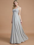 A-Line/Princess Sweetheart Sleeveless Ruched Floor-Length Chiffon Bridesmaid Dresses Evening Prom Dress