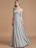 A-Line/Princess Sweetheart Sleeveless Ruched Floor-Length Chiffon Bridesmaid Dresses Evening Prom Dress