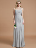 A-Line/Princess Sweetheart Sleeveless Ruched Floor-Length Chiffon Bridesmaid Dresses Evening Prom Dress