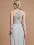 A-Line/Princess Sweetheart Sleeveless Ruched Floor-Length Chiffon Bridesmaid Dresses Evening Prom Dress
