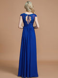 A-Line/Princess V-neck Sleeveless Ruched Floor-Length Chiffon Bridesmaid Dresses Evening Prom Dress